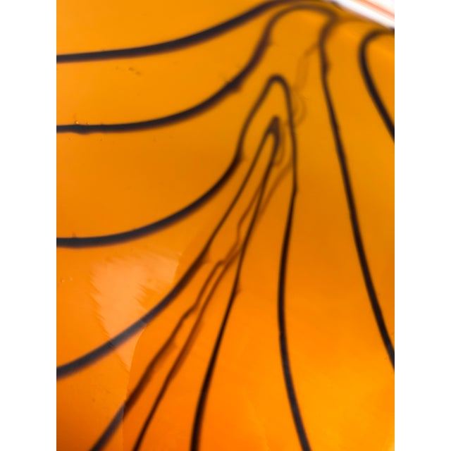 Vintage Amber Art Glass Bowl With Black Swirl Detailing For Sale In Orlando - Image 6 of 10
