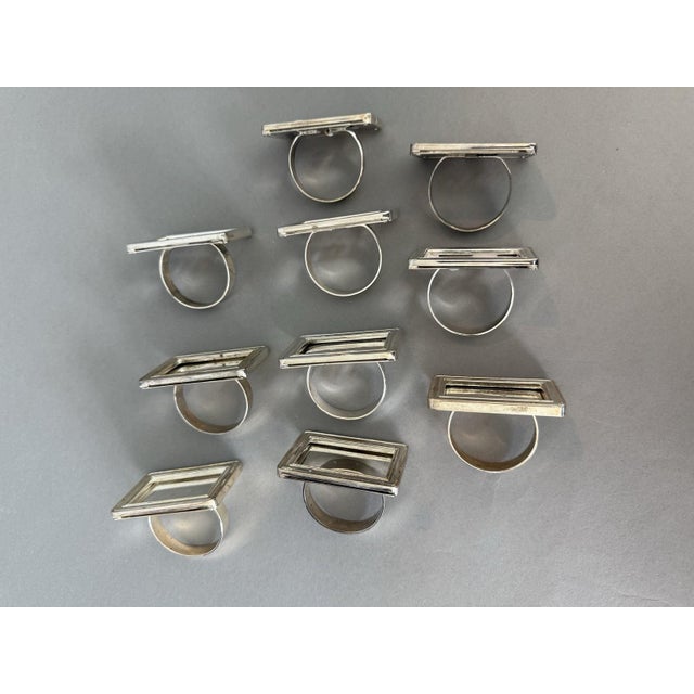 1990s Napkin Rings Picture Frame Place Card Holders Silver Tone Metal - Set of 10 For Sale In Tampa - Image 6 of 7