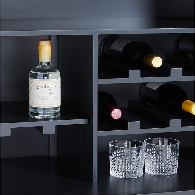 Crate & Barrel Crate & Barrel Fayette Blacck Nero Marquina Fluted Bar Cabinet For Sale - Image 4 of 11