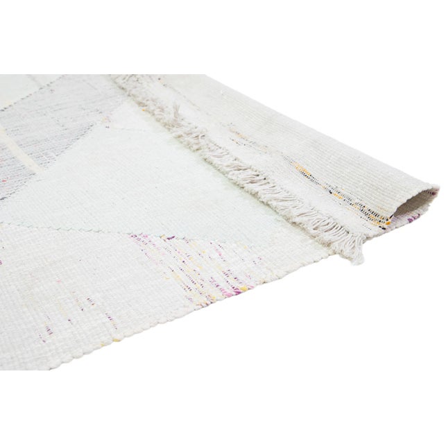 Abstract 10 X 14 Modern Abstract Kilim Flatweave Wool Rug in Muted Color For Sale - Image 3 of 10