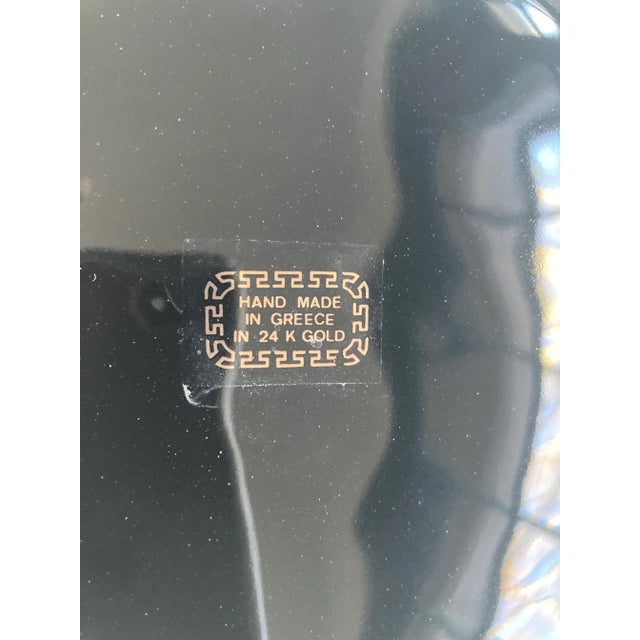 Vintage Black & 24k Gold Hand Painted Greek Wall Plate For Sale - Image 4 of 5