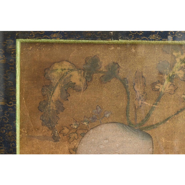 19th Century Antique Japanese Turnip Painting Fragment / Pre-Edo / Wabi-Sabi Framed Art For Sale - Image 5 of 18