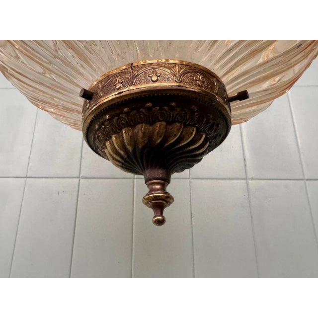 Metal Italian Pendant Chandelier in Glass and Brass, 1970s For Sale - Image 7 of 13