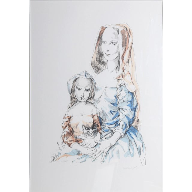 Impressionist Mother and Child, Léonard Tsuguharu Foujita Lithograph For Sale - Image 3 of 4