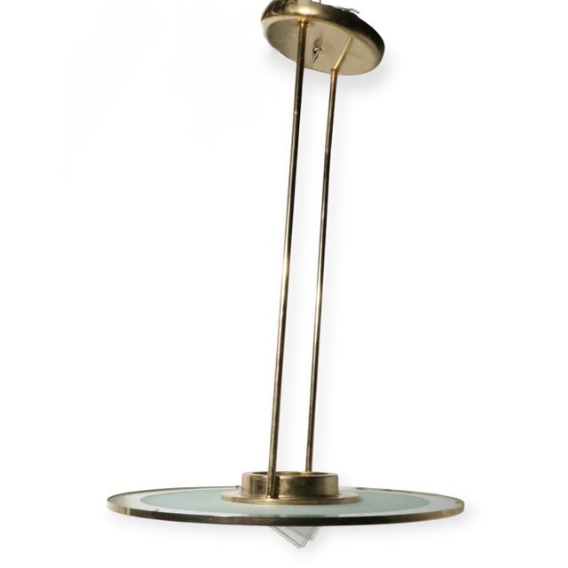 1980s Art Deco Revival Hollywood Regency Style Saucer Halogen Chandelier For Sale - Image 9 of 16