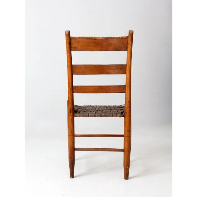 Brown Antique American Splint Weave Seat Chair For Sale - Image 8 of 9