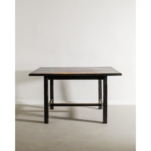 Mid-Century Modern French Wooden Cabin Dining Set in Dark Stained Oak, 1950s, Set of 4 For Sale - Image 4 of 13