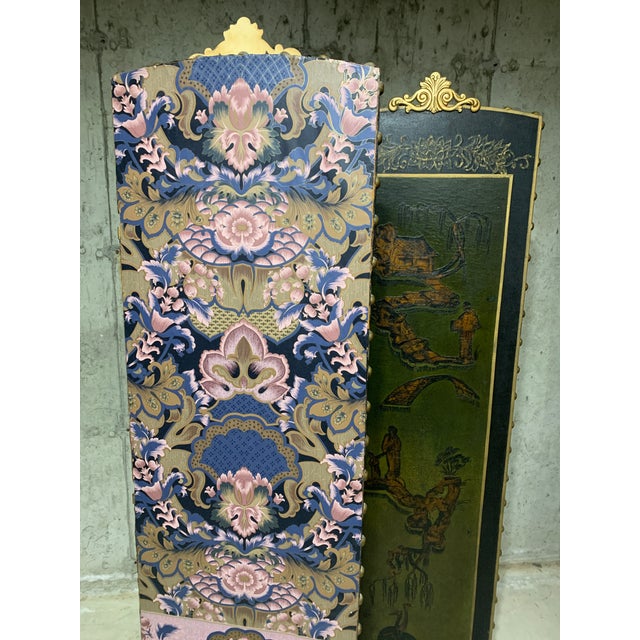 Green Antique Chinese Three-Panel Folding Screen/Room Divider For Sale - Image 8 of 8