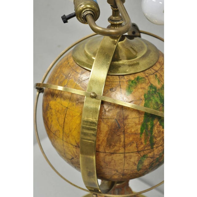Vintage Italian Regency Style Brass & Wood Old World Globe Table Lamp by Hart For Sale - Image 15 of 18