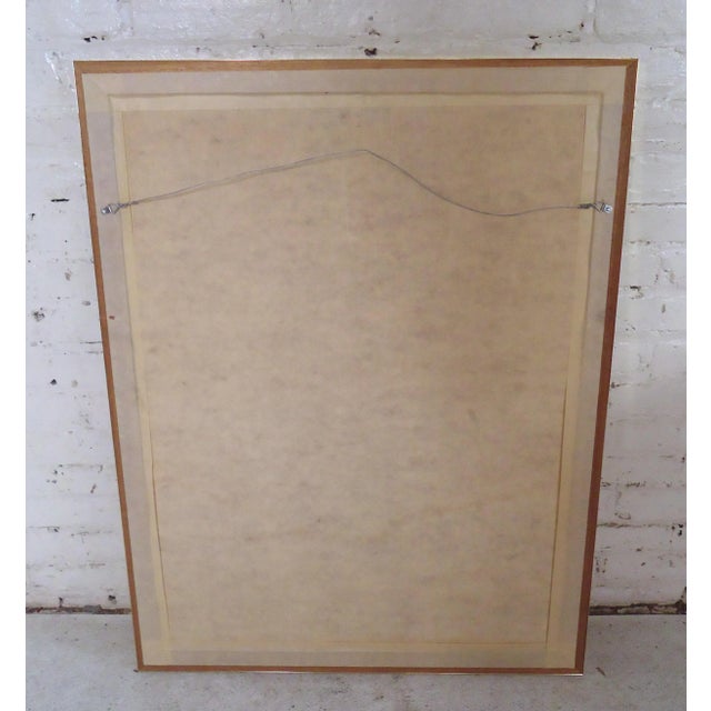 Great colorful mid century style print in a brass colored frame, would make a great addition to any home or office....