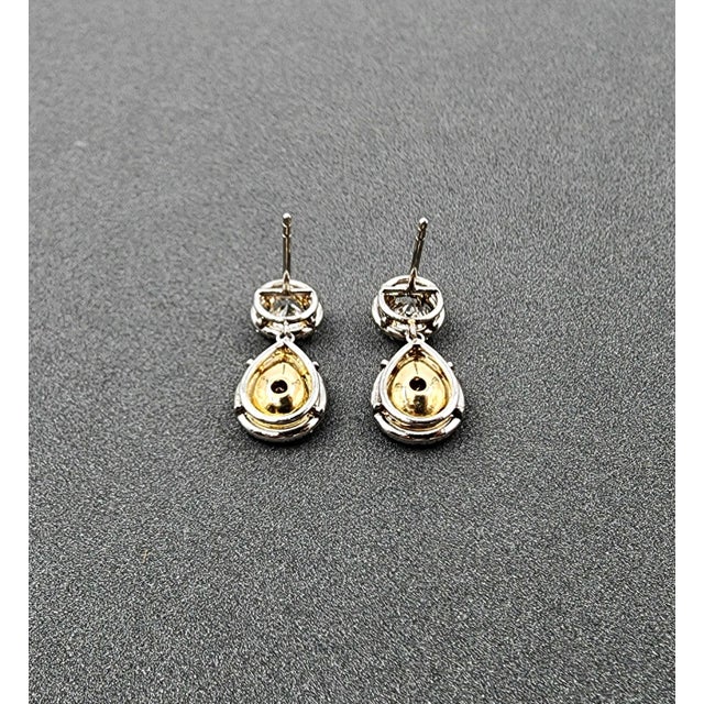 Metal 3.02 Ct Natural Yellow & Diamond Dangle Earrings - 2 Pieces For Sale - Image 7 of 8