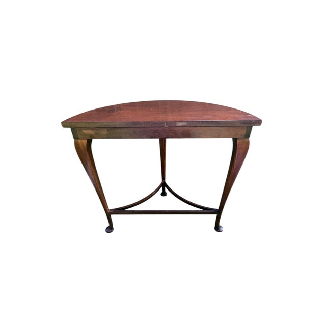 Queen Anne Early 20th Century English Queen Anne Demilune Table For Sale - Image 3 of 11