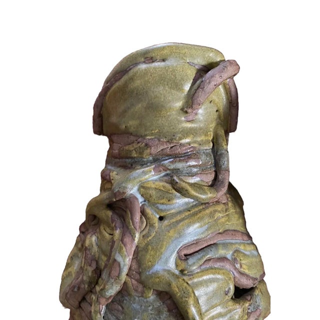 Vintage 1970’s Brutalist Coiled Studio Pottery Vase For Sale - Image 4 of 10