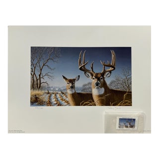 Larry Zach 1997 Iowa Habitat Deer Limited Edition Print and Stamp W/Coa For Sale