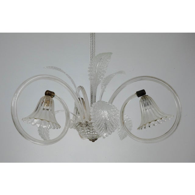 Art Deco Murano Glass Three-Arm Chandelier, Italy, 1940s For Sale - Image 7 of 15