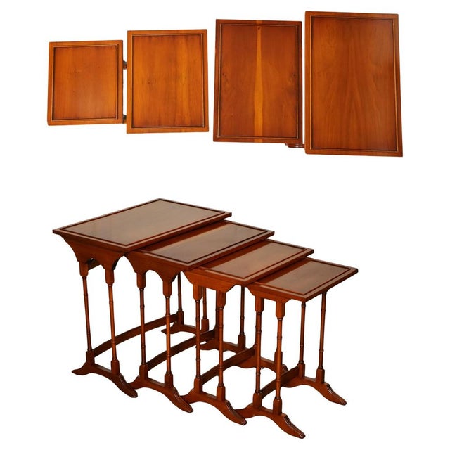 Yew Wood Faux Bamboo Nesting Tables from Bevan Funnell, Set of 4 For Sale - Image 12 of 12
