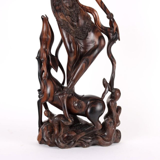 Sculpture of a Girl, Late 20th Century, Teak For Sale - Image 5 of 8