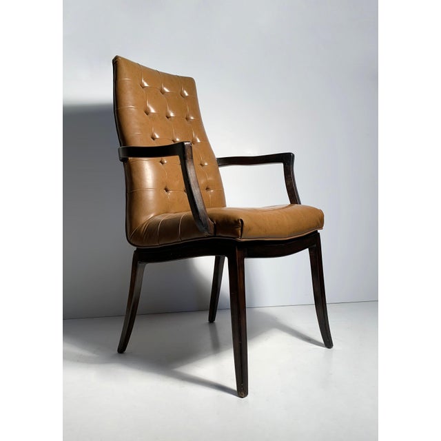 Wood Elegant Pair of Vintage High Back Dunbar Edward Wormley Style Arm Chairs For Sale - Image 7 of 10