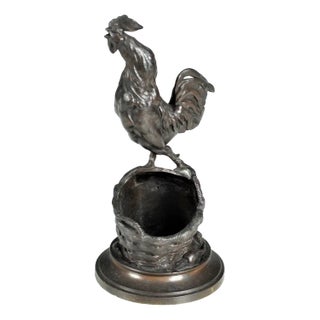 Rooster on a Basket Figure by Auguste Cain, 1800s For Sale