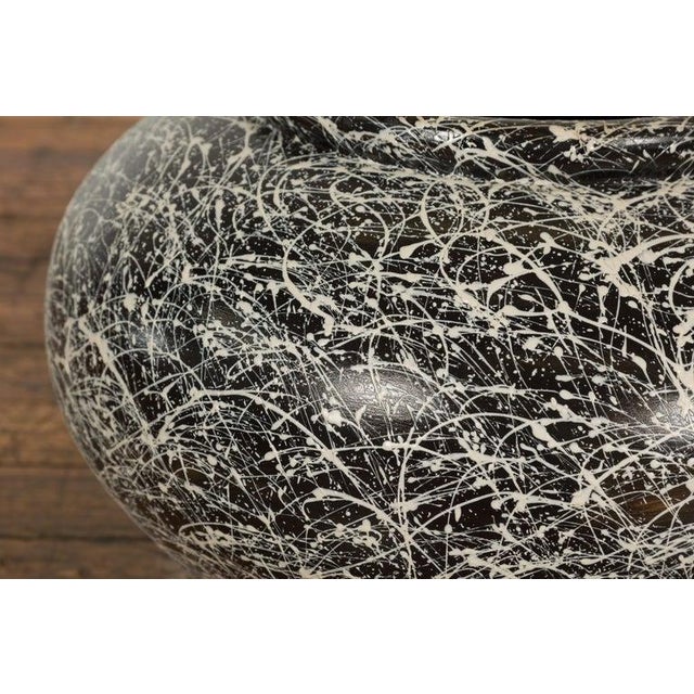 White Prem Collection Artisan Made Black & White Planter with Dripping Décor For Sale - Image 8 of 12