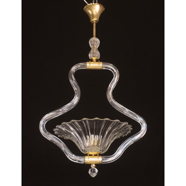 Art Deco Transparent Murano Glass Chandelier by Barovier E Toso, 1950s For Sale - Image 3 of 11