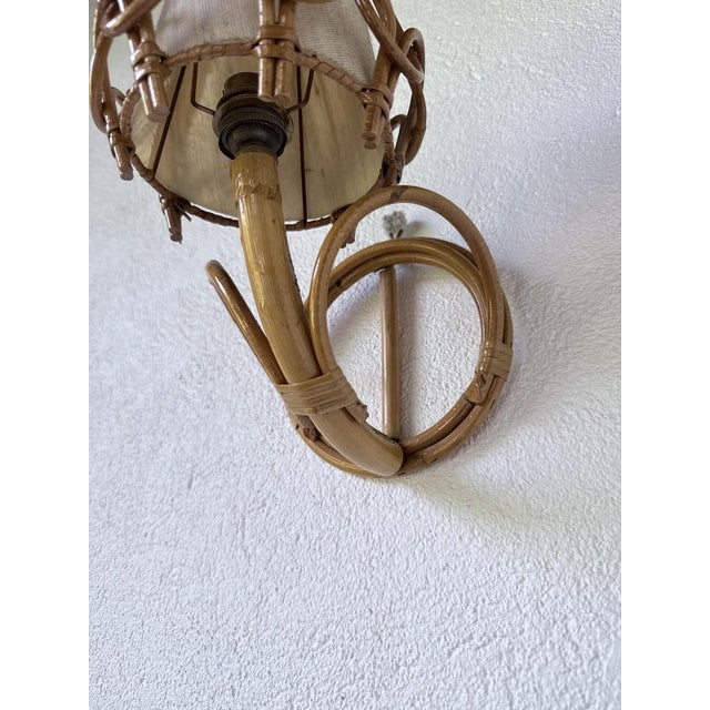Rattan Wall Sconces by Louis Sognot, 1960, Set of 2 For Sale - Image 12 of 18