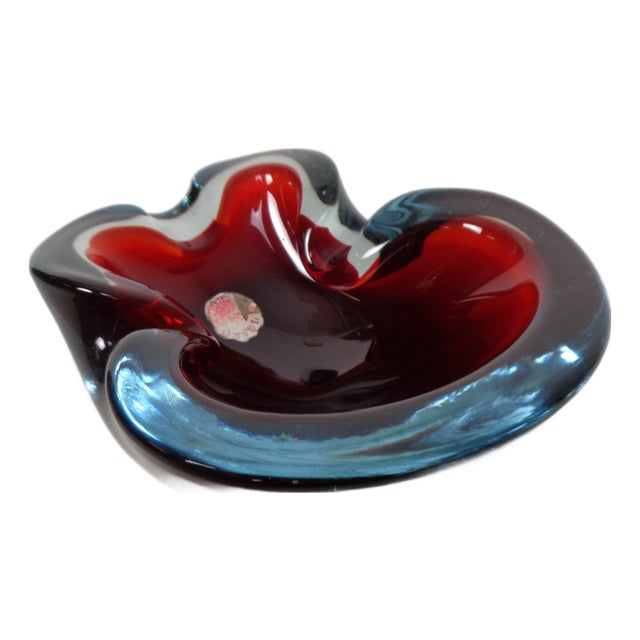 Sommerso Murano Glass Ashtray, Italy, 1960s For Sale