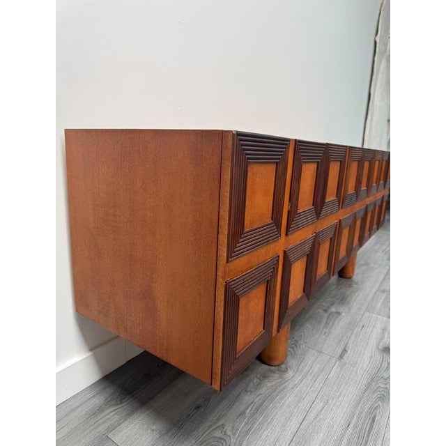 1960s Large Vintage Italian Four Doors Geomagnetic Design Credenza, 1965 For Sale - Image 5 of 9
