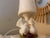 A charming vintage Spanish alabaster table lamp by Pegasam S.L., featuring a beautifully sculpted pair of white doves...