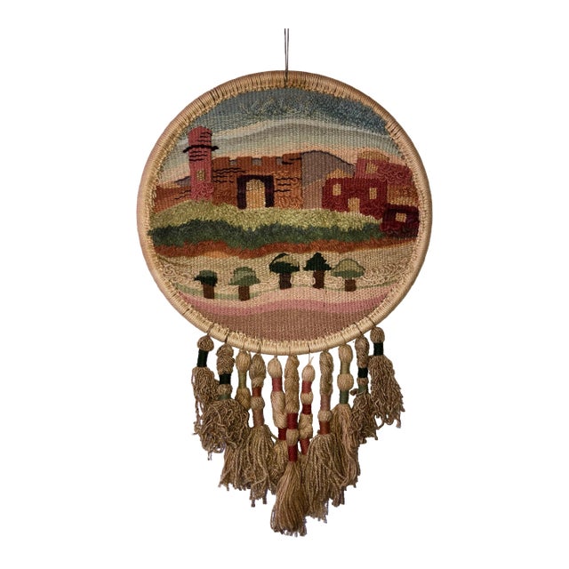 Esther BenSimon Jerusalem Wall Hanging Hand Embroidered Tapestry Folk Art, 1985 For Sale