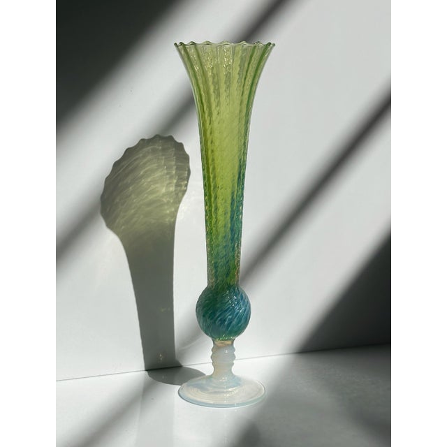 1950s Vases Opaline Filigree by MCM Empoli, 1950s, Set of 2 For Sale - Image 5 of 7