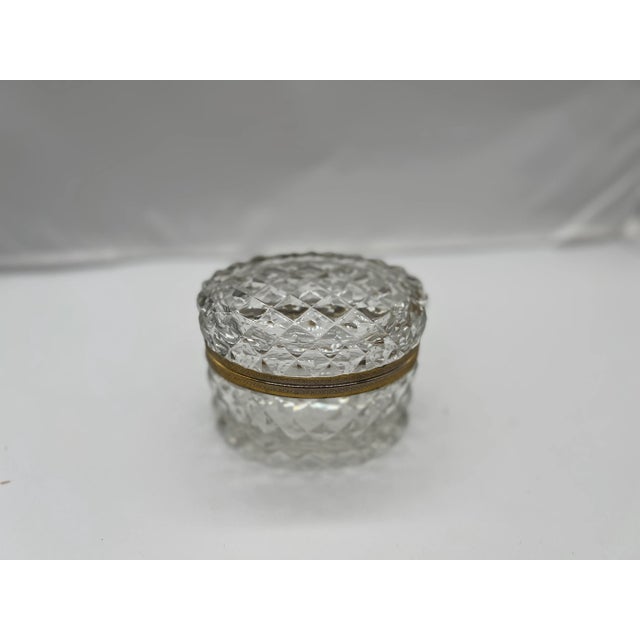 French French Baccarat Style Crystal Glass & Ormolu Mounted Oval Casket Box For Sale - Image 3 of 8