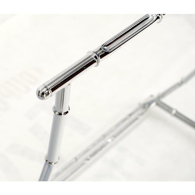 Mid 20th Century Mid Century Italian Modern Chrome Faux Bamboo Folding Collapsible Towel Rack For Sale - Image 5 of 14