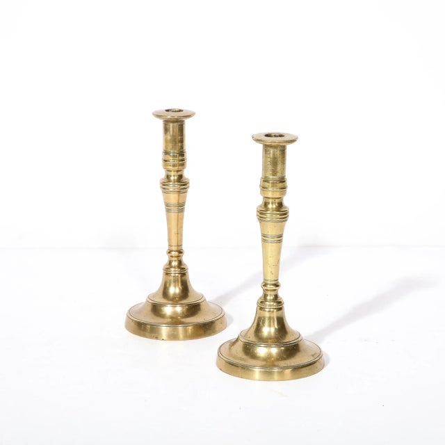 Antique Brass Sabbath Candle Holders For Sale - Image 9 of 12