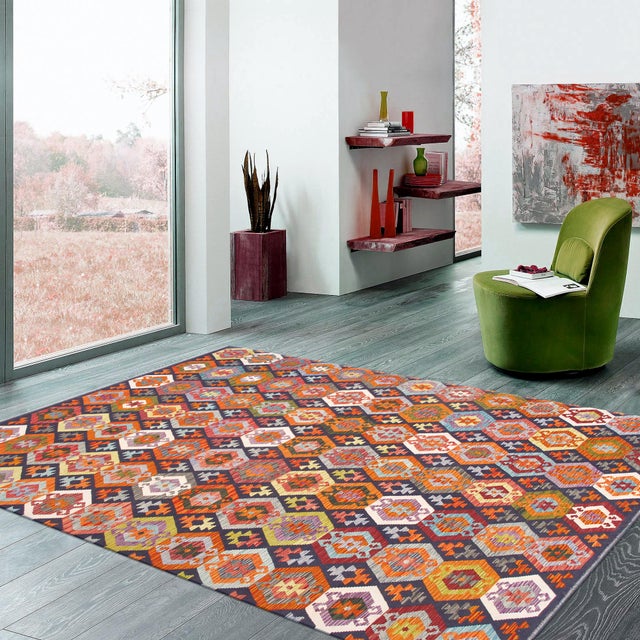 Pasargad Home Kilim Multi Wool Area Rug- 8' 6'' X 11' 3'' For Sale In New York - Image 6 of 6