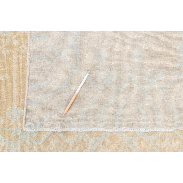 1980s Contemporary Botanical Pomegranates Pattern Mint & Mustard Wool Low Pile Hand-Knotted Rug - 3’3.5” x 11’5” For Sale - Image 10 of 10