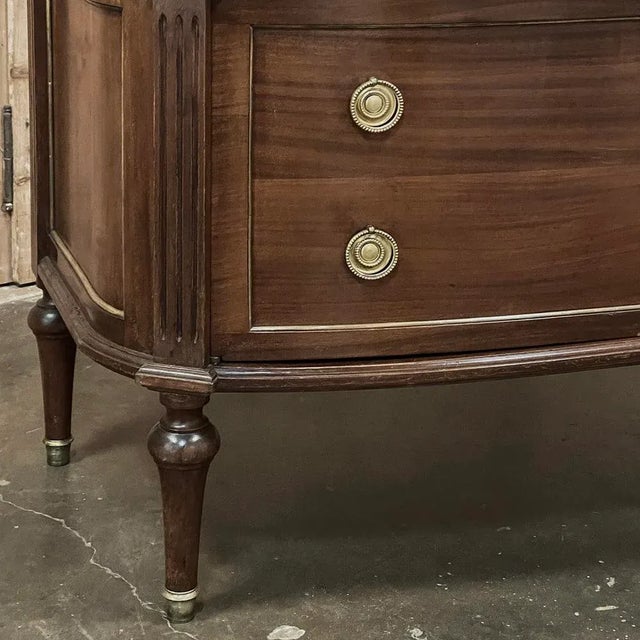Antique French Louis XVI Mahogany Buffet ~ Commode With Carrara Marble For Sale - Image 9 of 12