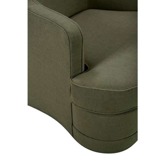 Transitional Aveline Chair, Moss Linen For Sale - Image 3 of 7