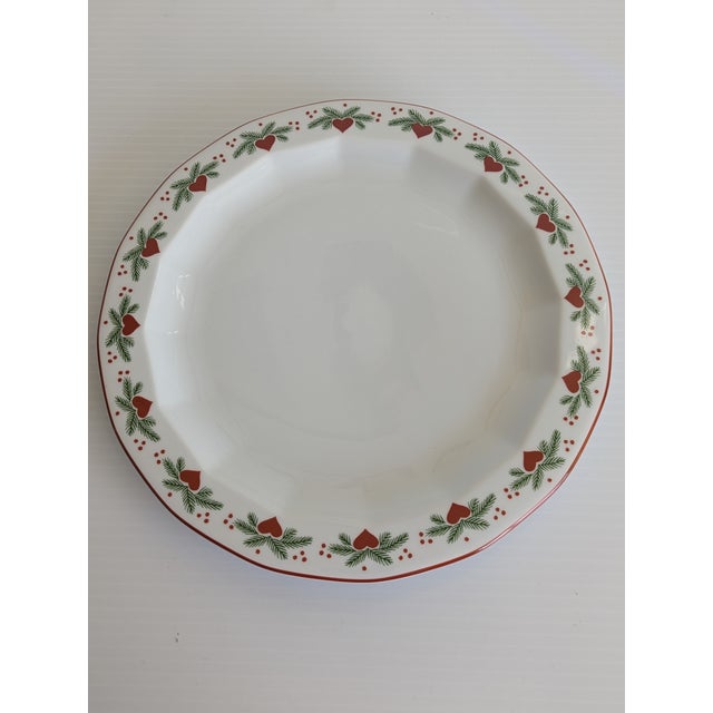 Mid-Century Modern Vintage Norwegian Porsgrund Hearts and Pines Christmas Dinnerware Set of Four 3 Piece Settings For Sale - Image 3 of 12
