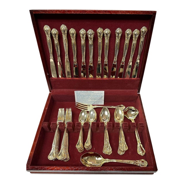 Vintage Godinger Gold Plated Flatware Service51 Pieces Chairish
