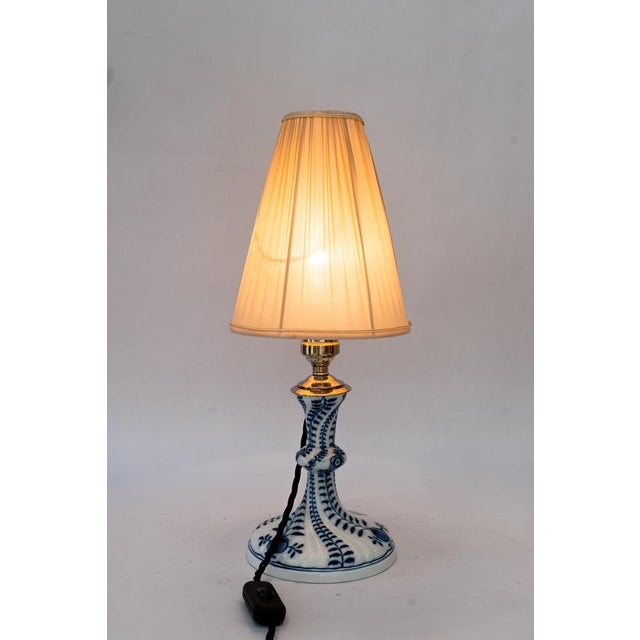 Table Lamp with Fabric Shade from Meissen Porcelain, Germany, 1950s For Sale - Image 13 of 16