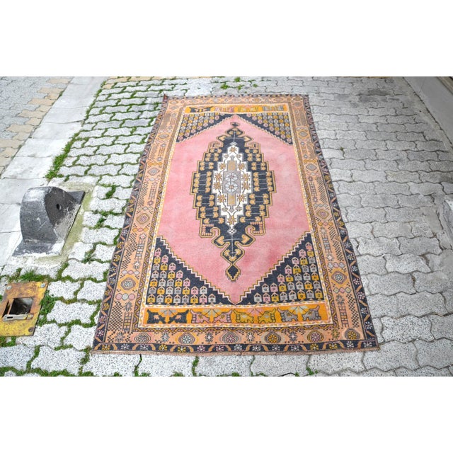1960s Pink Oushak Modern Tribal Area Living Room Decor Rug For Sale - Image 11 of 11