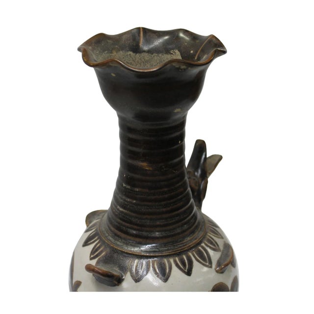 Chinese Ware Brown Black Glaze Ceramic Jar Vase Display Art For Sale - Image 4 of 7