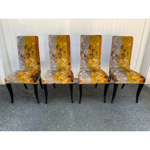 Jack Lenor Larsen "Primavera Velvet" Dining Chairs - Set of 4 For Sale - Image 9 of 12