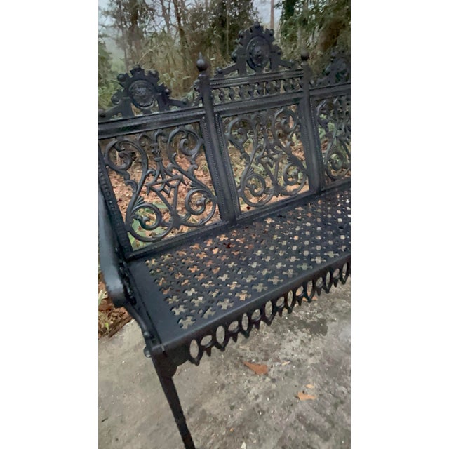 Late 19th Century Gothic Iron Garden Bench, Restored For Sale - Image 12 of 12