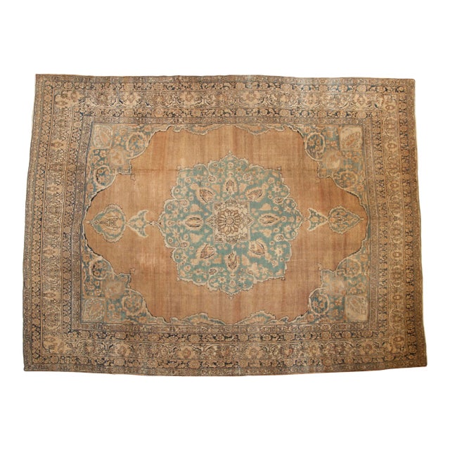 Antique Tea Washed Kerman Carpet - 11'3" X 14'2" For Sale