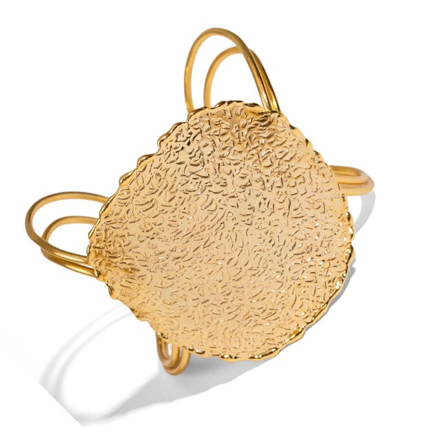 Golden Shield Arm & Cuff Bracelet For Sale - Image 4 of 8