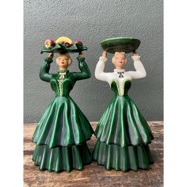 Vintage MCM Hand Painted Figured - Set Of. 2 For Sale - Image 12 of 12