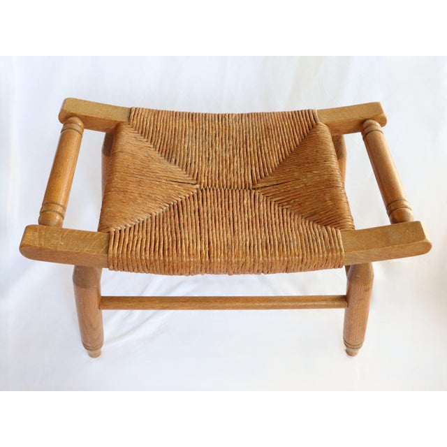 Vintage Curved Low Stool or Footstool With Rush Seat For Sale - Image 4 of 15