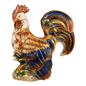 Vintage Large Italian Majolica Pottery Rooster Chicken Sculpture - 17"